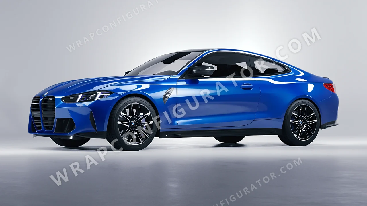 Blue BMW M4 Coupe 2024 wrapped in ORACAL Sea Blue 970RA-509G