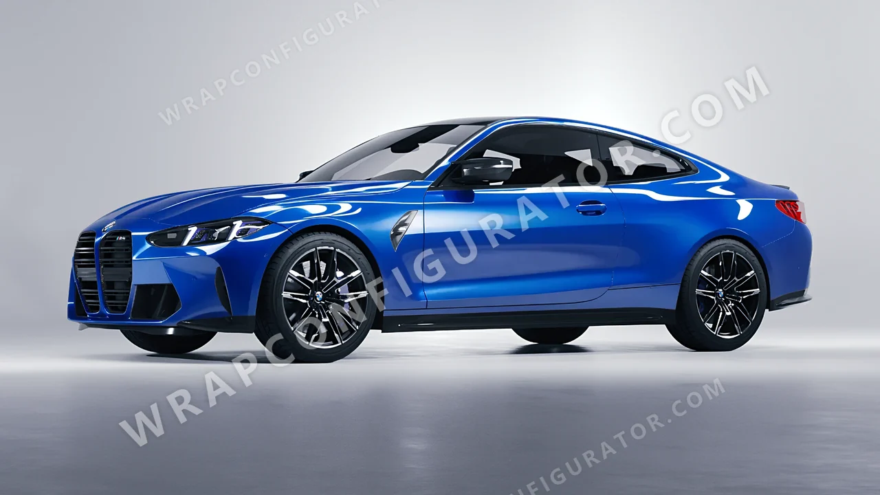 Blue BMW M4 Coupe 2024 wrapped in ORACAL Traffic Blue 970RA-057G