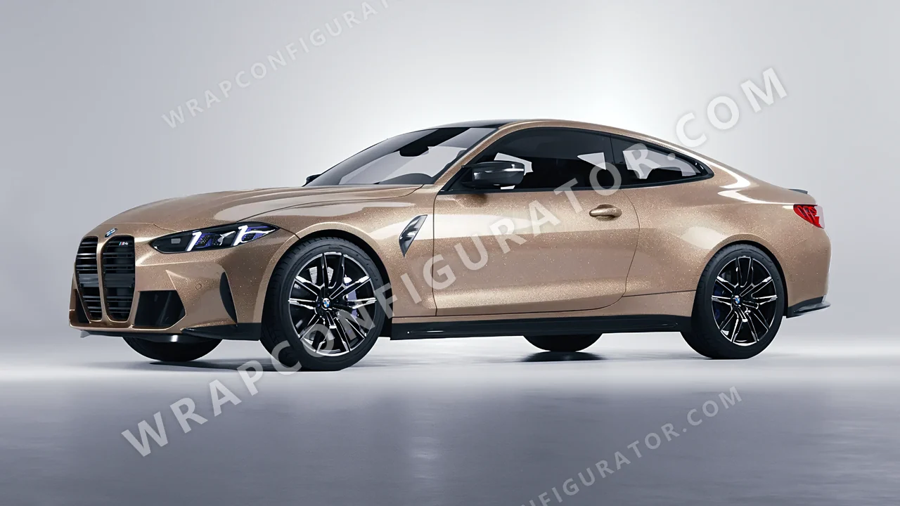 Brown BMW M4 Coupe 2024 wrapped in Avery Dennison Sand Sparkle SW900-255-M