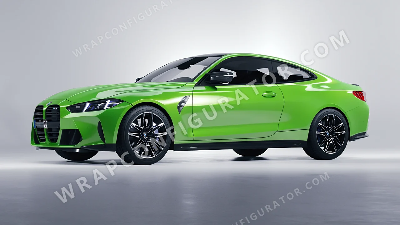 Green BMW M4 Coupe 2024 wrapped in 3M Gloss Light Green G16