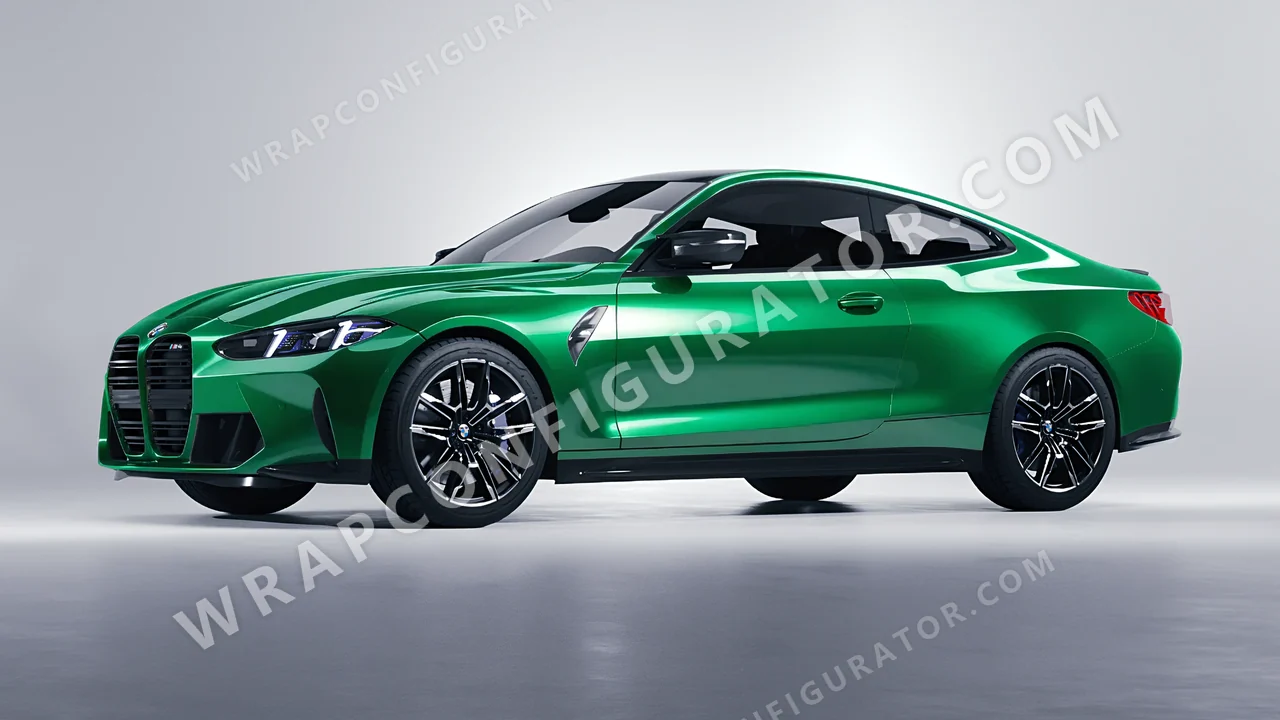 Green BMW M4 Coupe 2024 wrapped in 3M Green Envy HG336