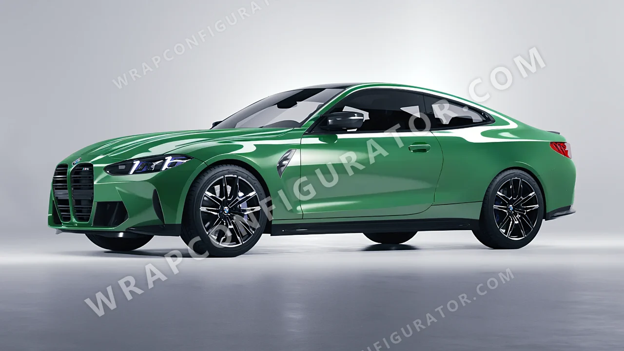 Green BMW M4 Coupe 2024 wrapped in 3M Mantis Green HG36