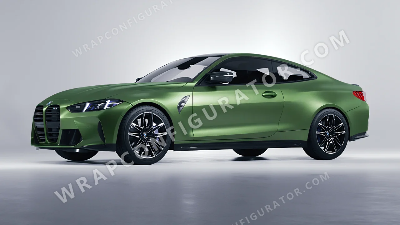 Green BMW M4 Coupe 2024 wrapped in Avery Dennison Apple Green SW900-745-M