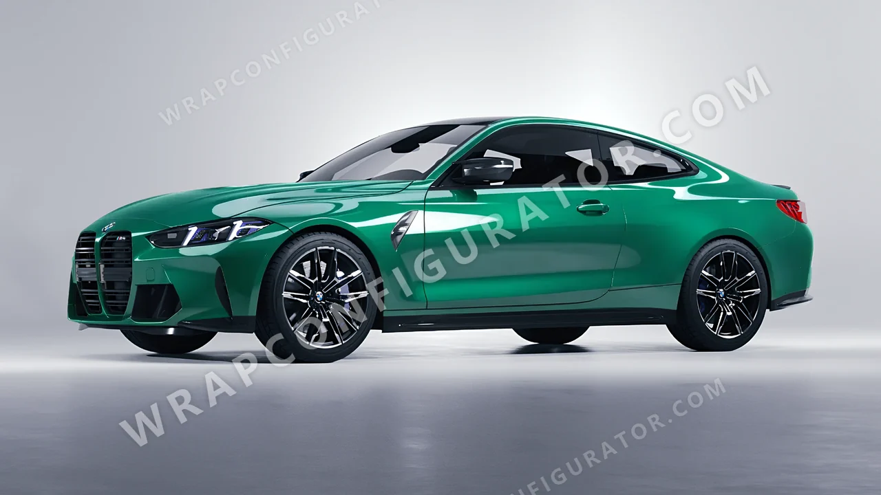 Green BMW M4 Coupe 2024 wrapped in Avery Dennison Emerald Green SW900-771-O