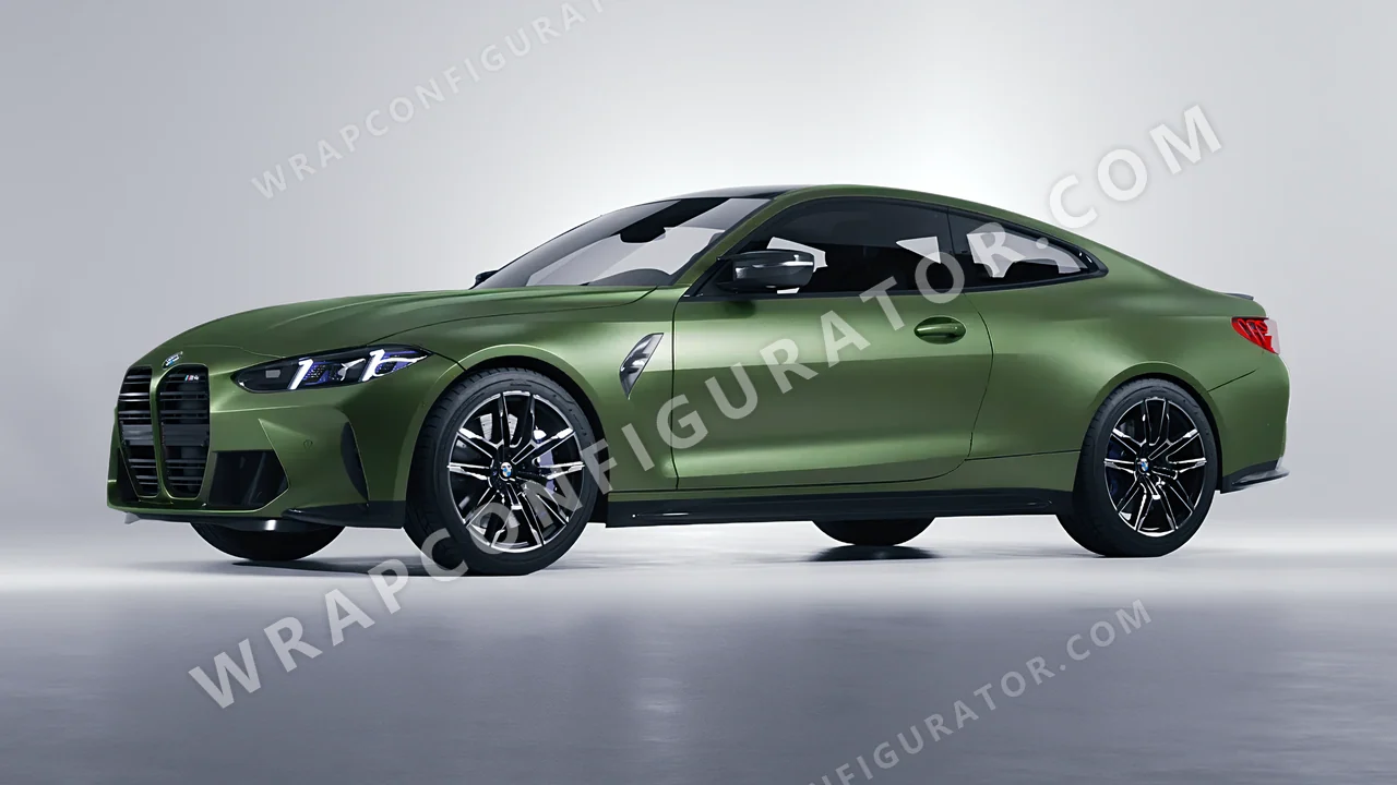 Green BMW M4 Coupe 2024 wrapped in Avery Dennison Moss Green SW900-737-M