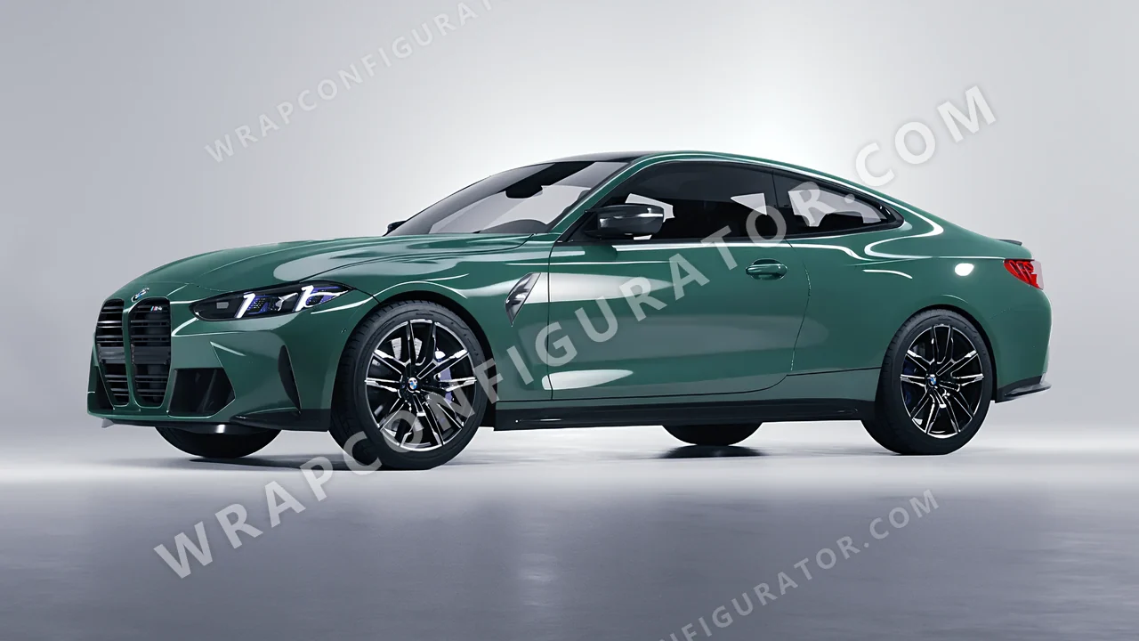 Green BMW M4 Coupe 2024 wrapped in Avery Dennison Smooth Sage SW900-729-O