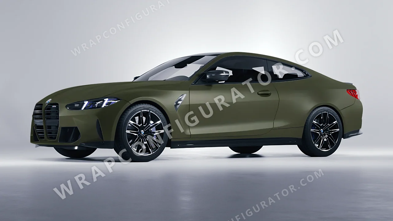 Green BMW M4 Coupe 2024 wrapped in Colourshield PPF by HyperPro Army Green SMF04-P