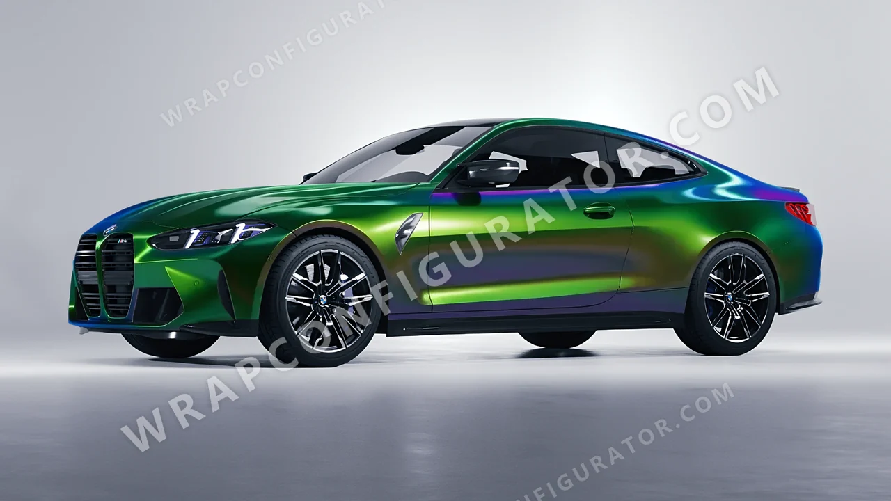 Green BMW M4 Coupe 2024 wrapped in Colourshield PPF by HyperPro Aurora Green GB01-P