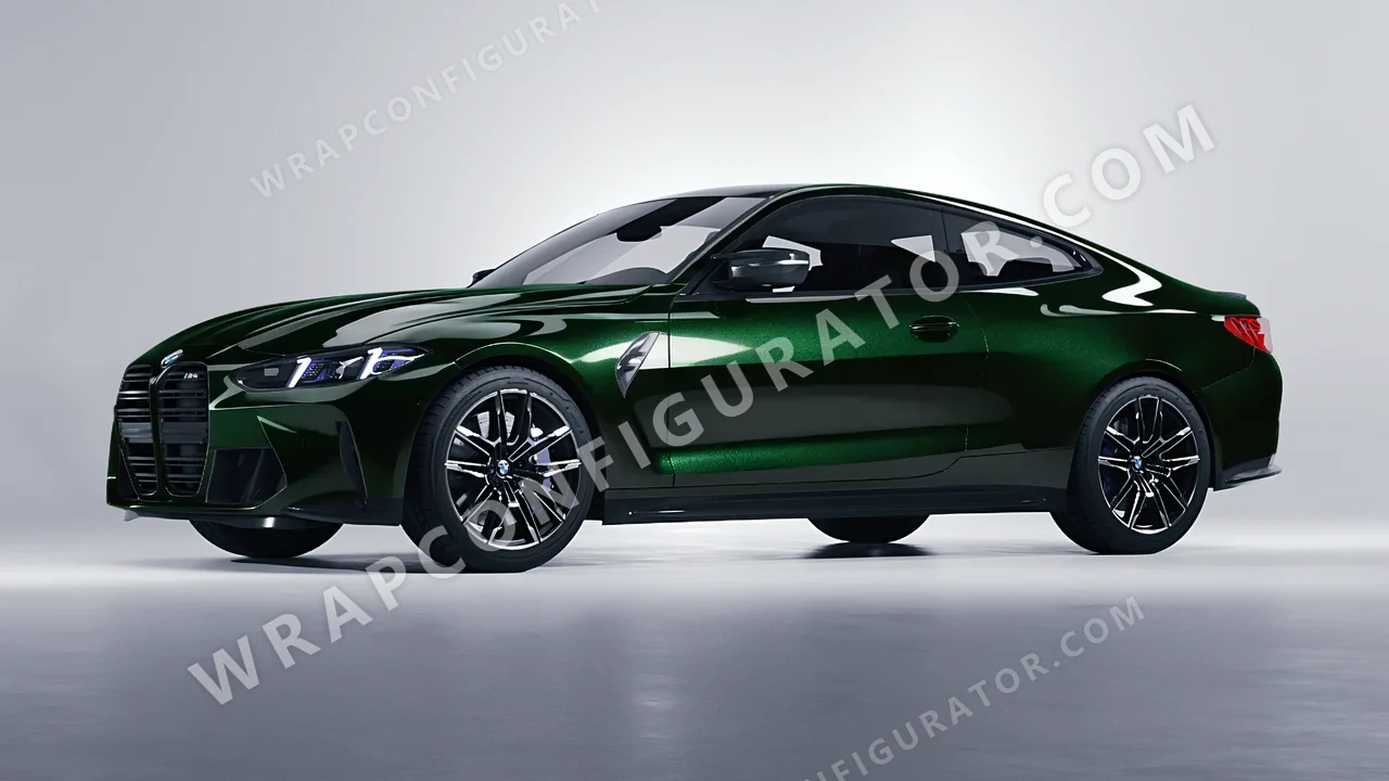 Green BMW M4 Coupe 2024 wrapped in Colourshield PPF by HyperPro Dark Emerald HGM43-P