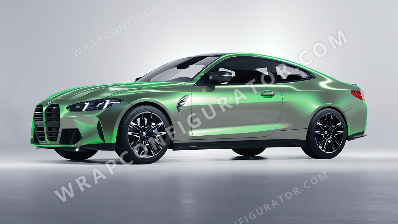 Green BMW M4 Coupe 2024 wrapped in Colourshield PPF by HyperPro Gray Green CGM10-P