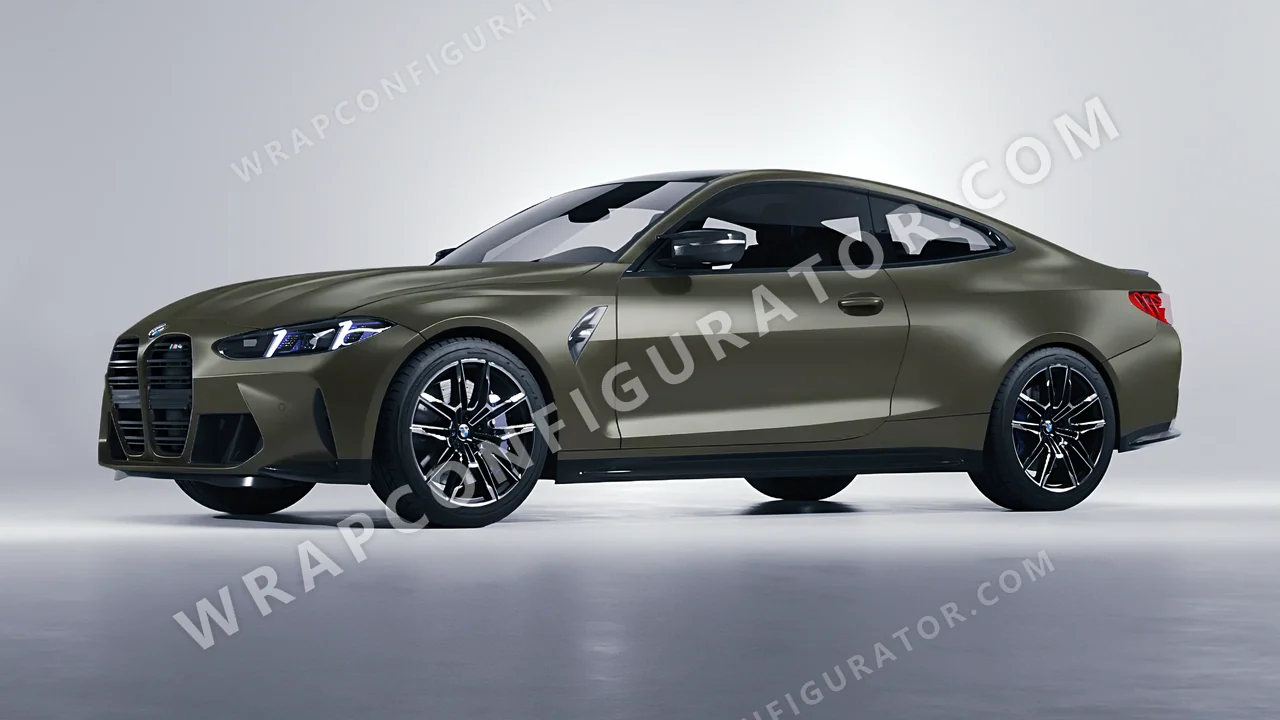 Green BMW M4 Coupe 2024 wrapped in Colourshield PPF by HyperPro Gray Green SMF46-P
