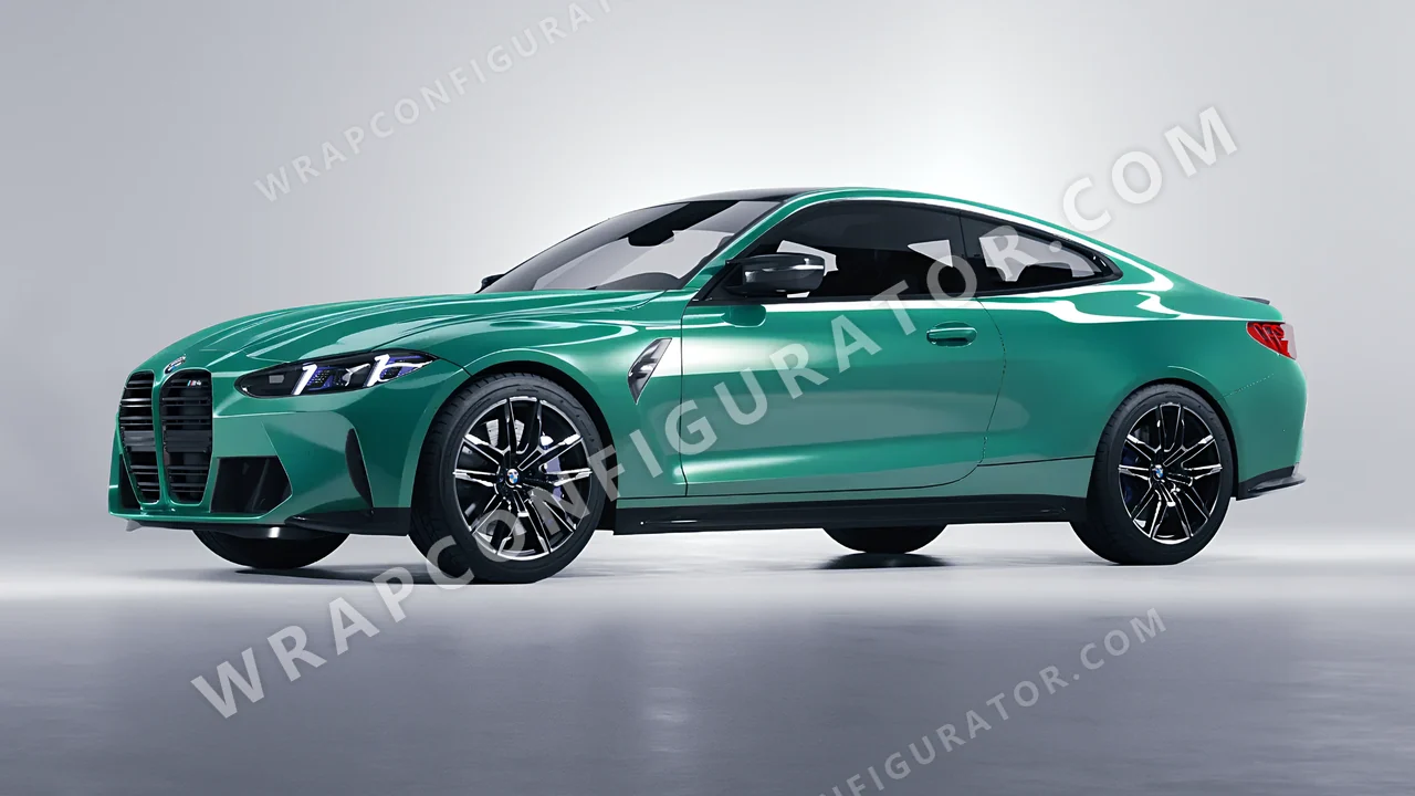 Green BMW M4 Coupe 2024 wrapped in Colourshield PPF by HyperPro Jade Green HGF93-P