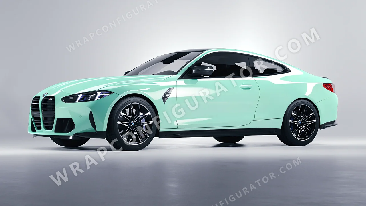 Green BMW M4 Coupe 2024 wrapped in Colourshield PPF by HyperPro Mint Green HGF80-P
