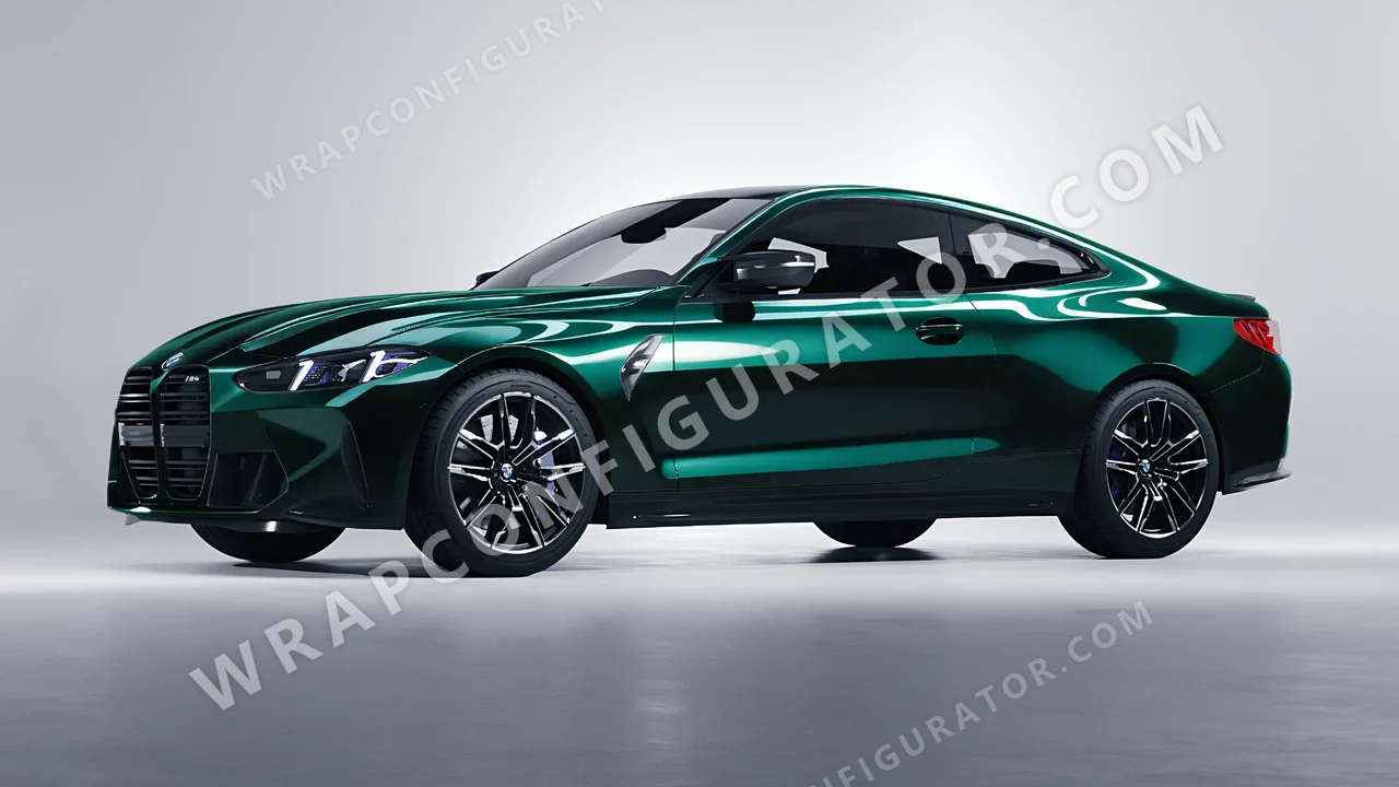 Green BMW M4 Coupe 2024 wrapped in Colourshield PPF by HyperPro Retro Deep Green HGF31-P