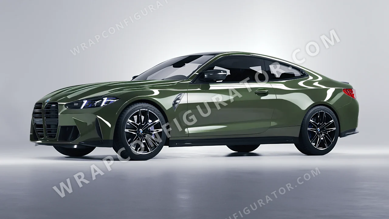 Green BMW M4 Coupe 2024 wrapped in Colourshield PPF by HyperPro Retro Green HGF63-P