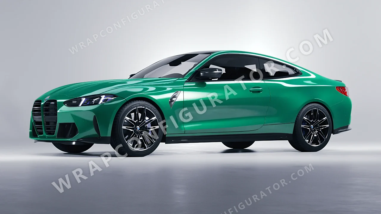 Green BMW M4 Coupe 2024 wrapped in Colourshield PPF by HyperPro Sea Green HGF79-P
