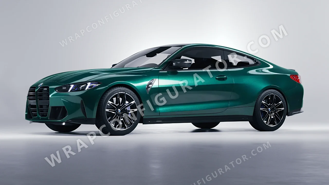 Green BMW M4 Coupe 2024 wrapped in Inozetek Dynamic PPF Emerald Green DPPF902