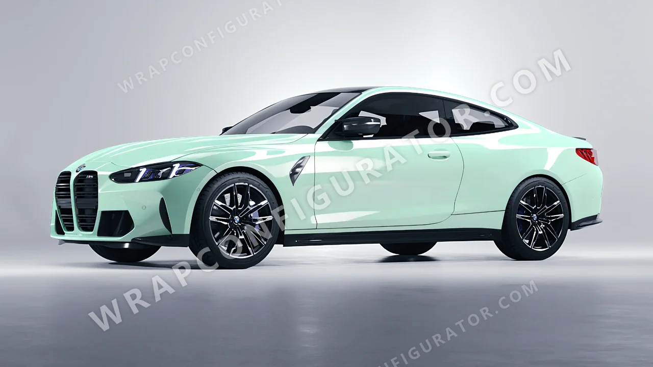 Green BMW M4 Coupe 2024 wrapped in Inozetek Dynamic PPF Light Mint DPPF934