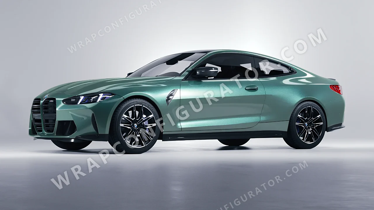 Green BMW M4 Coupe 2024 wrapped in Inozetek Dynamic PPF Sage Green DPPF710