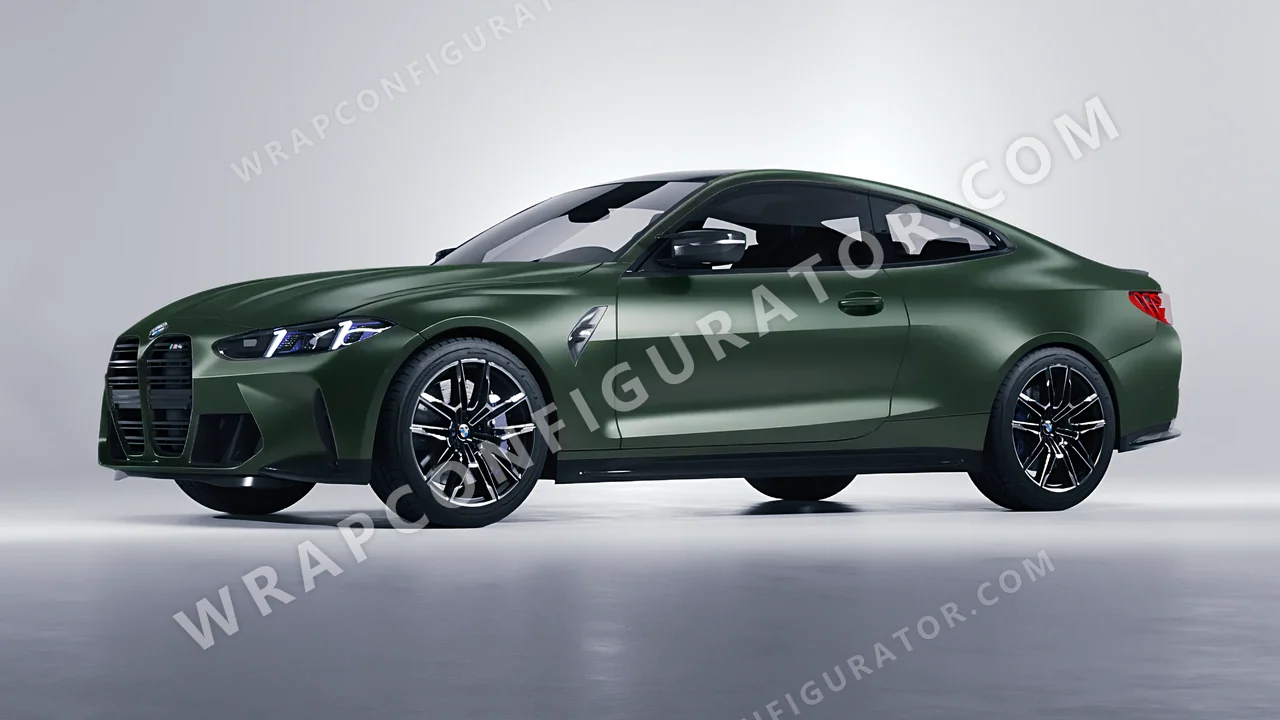 Green BMW M4 Coupe 2024 wrapped in Inozetek Dynamic PPF Urban British Green URBN101
