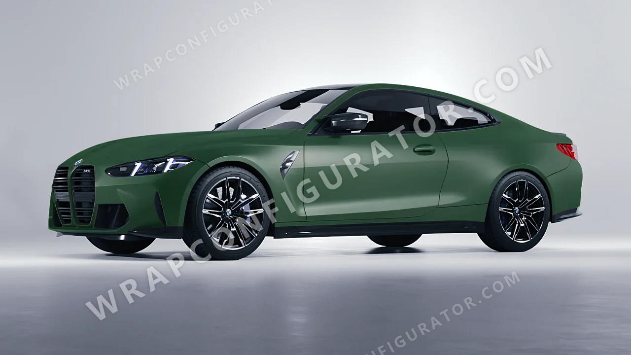 Green BMW M4 Coupe 2024 wrapped in KPMF Absolute Matt Forest Green K75806