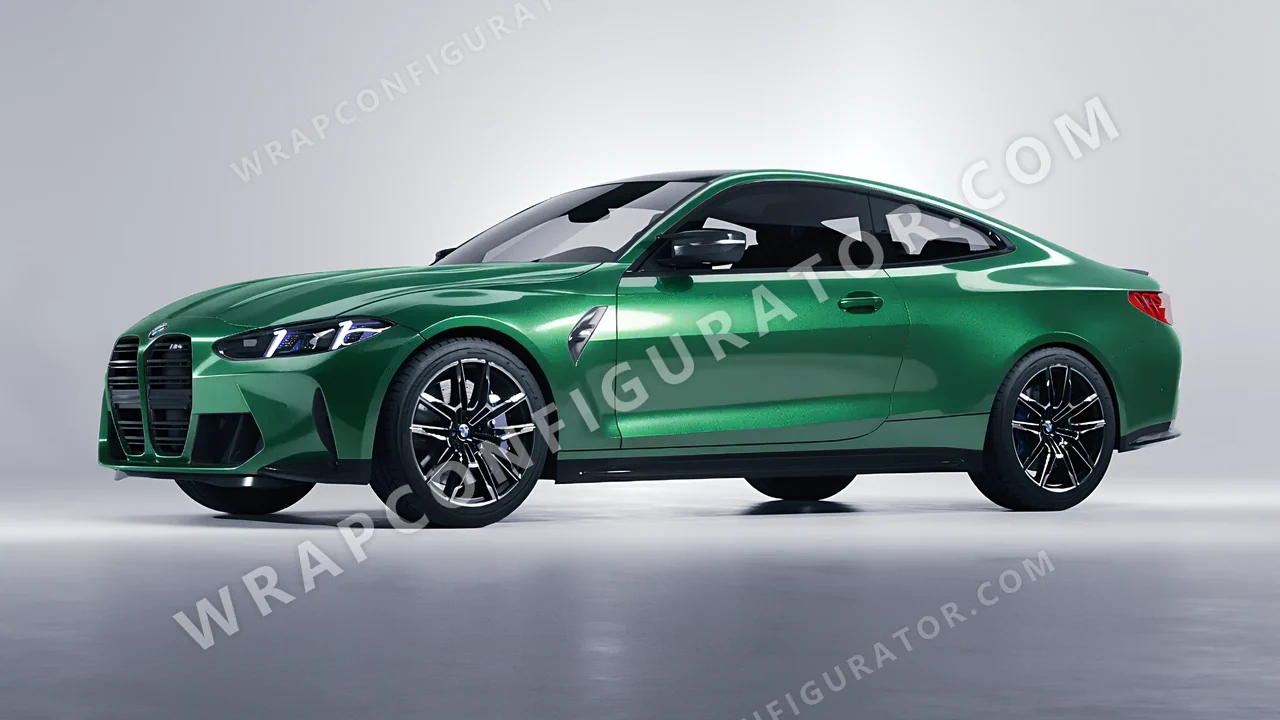 Green BMW M4 Coupe 2024 wrapped in KPMF Envious Green K75407
