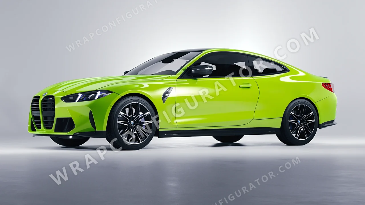 Green BMW M4 Coupe 2024 wrapped in KPMF Surge Green K75438