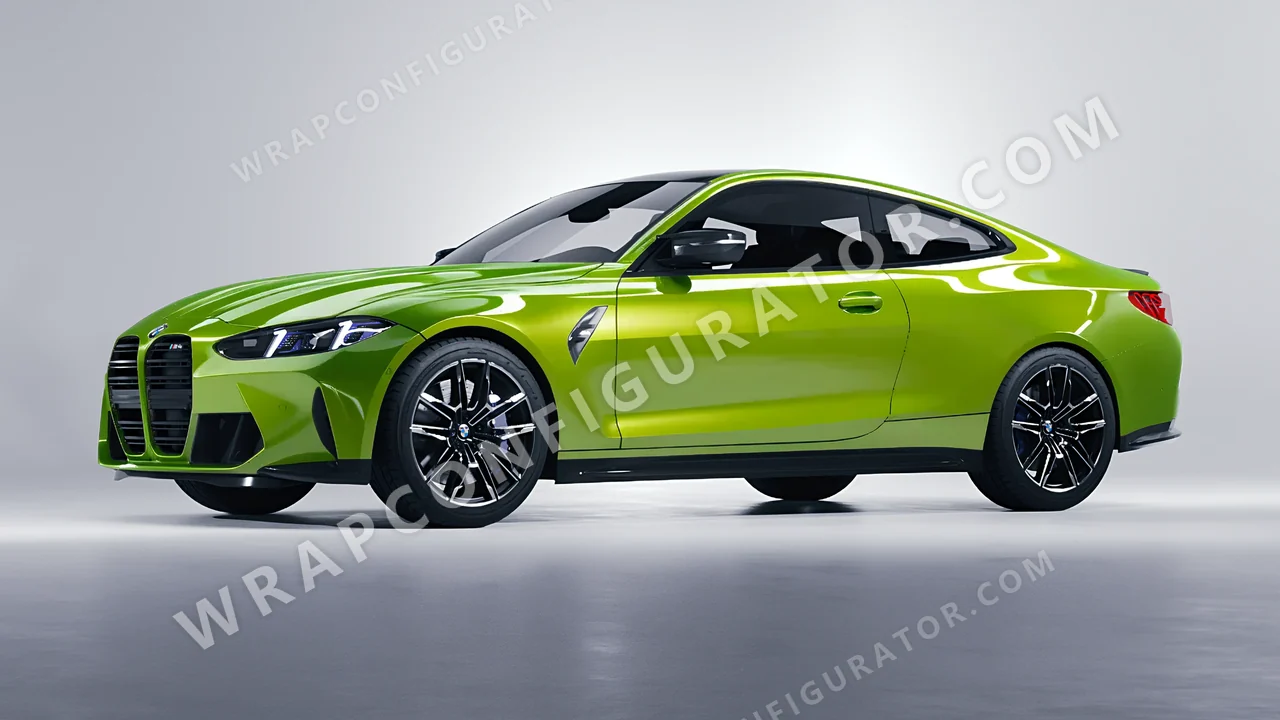 Green BMW M4 Coupe 2024 wrapped in ORACAL Algae Green 970RA-688G