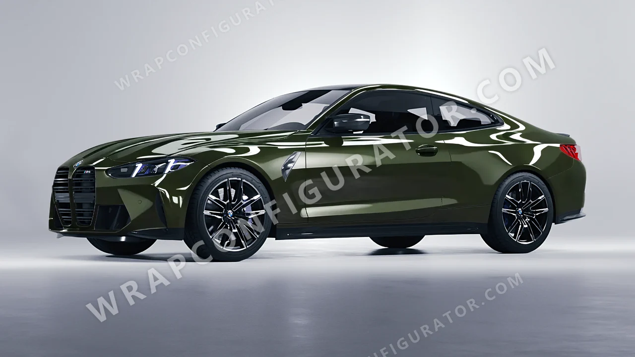 Green BMW M4 Coupe 2024 wrapped in ORACAL Bottle Green 970RA-286G