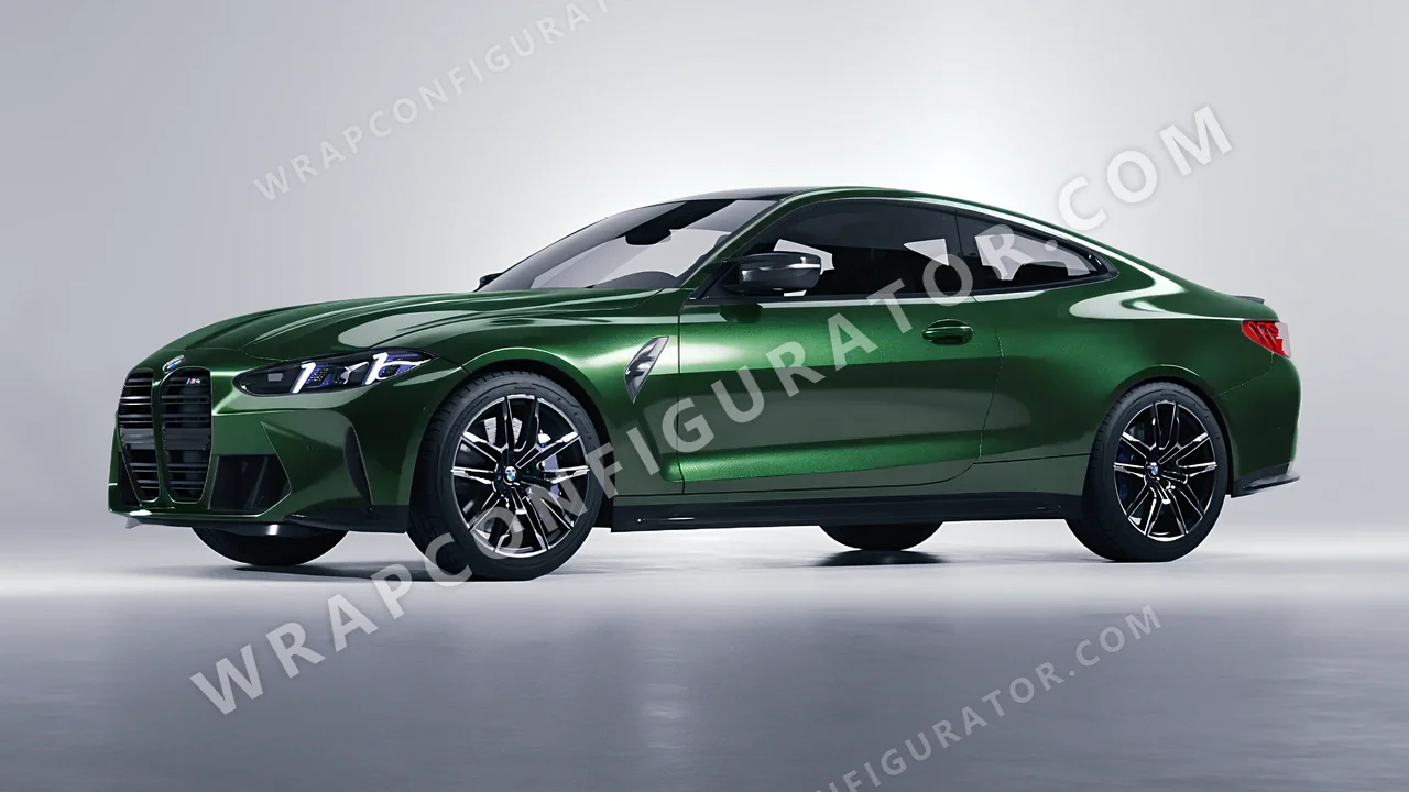 Green BMW M4 Coupe 2024 wrapped in ORACAL Fir Green 970RA-677G