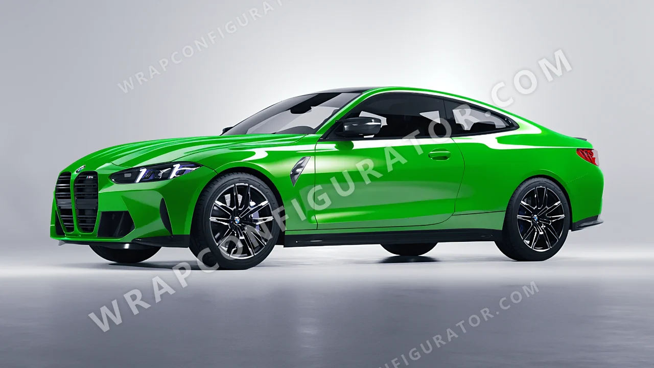 Green BMW M4 Coupe 2024 wrapped in ORACAL Lawn Green 970RA-464G