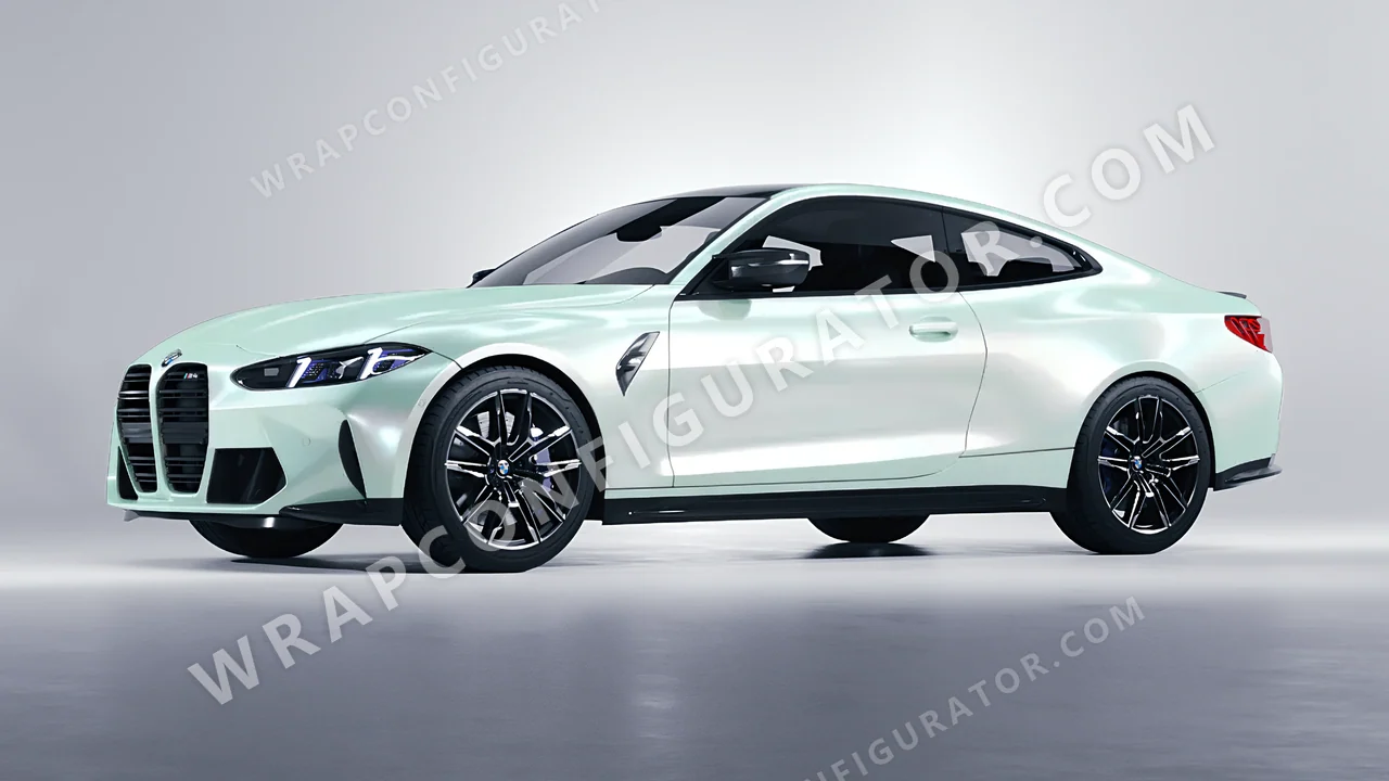 Green BMW M4 Coupe 2024 wrapped in ORACAL Pearl Green 970RA-992G