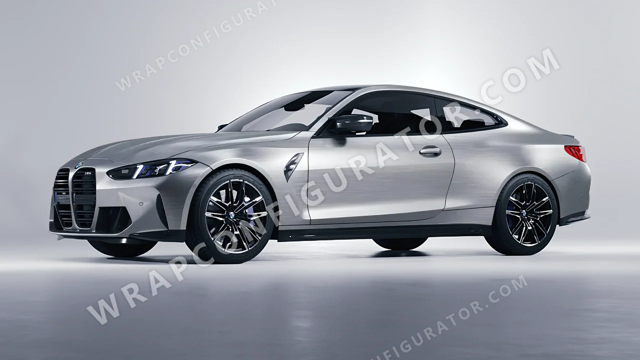 Grey BMW M4 Coupe 2024 wrapped in 3M Brushed Titanium BR230