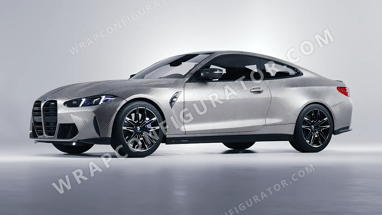 Grey BMW M4 Coupe 2024 wrapped in 3M Carbon Fiber Anthracite CFS201