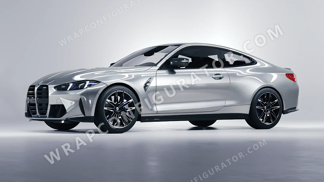Grey BMW M4 Coupe 2024 wrapped in 3M Gloss Sterling Silver G251