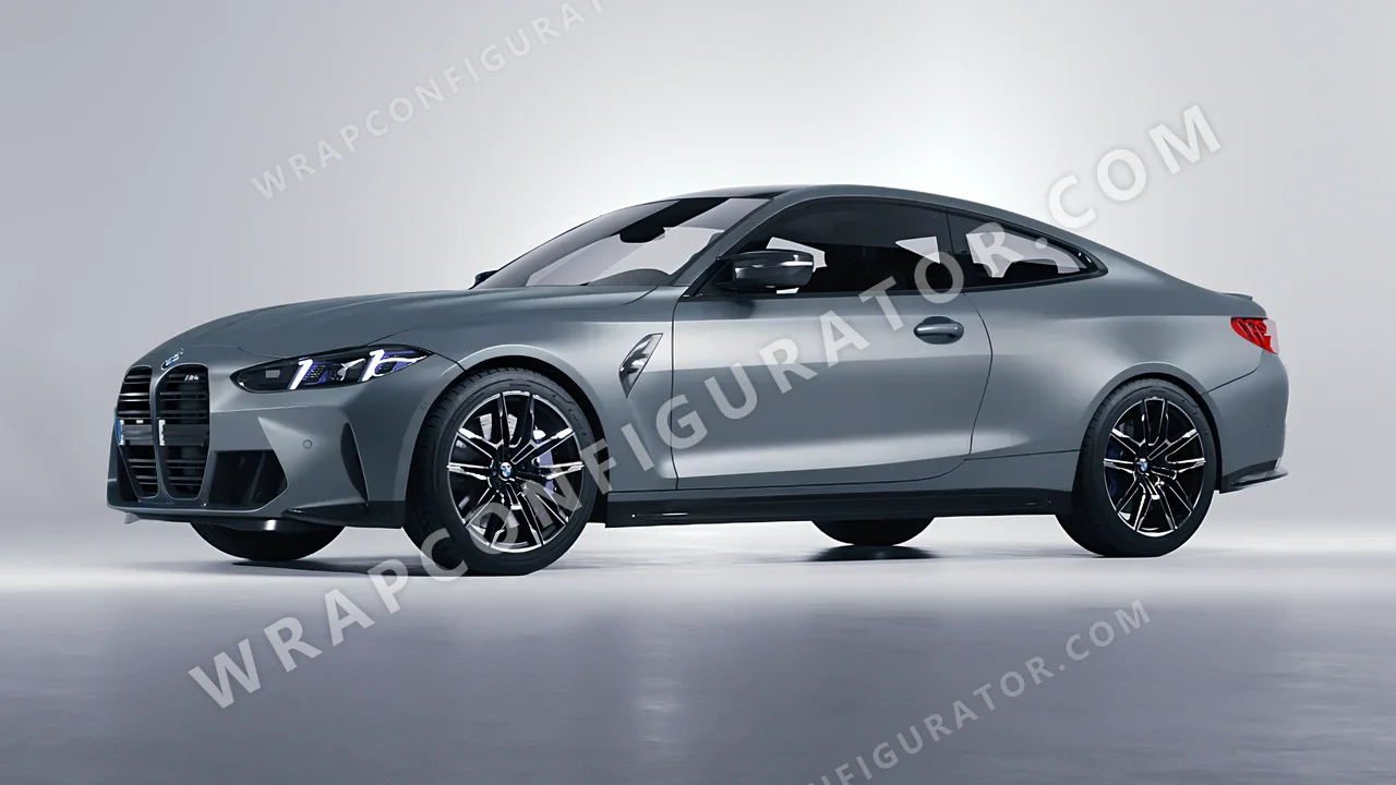 Grey BMW M4 Coupe 2024 wrapped in 3M Satin Battleship Gray S51