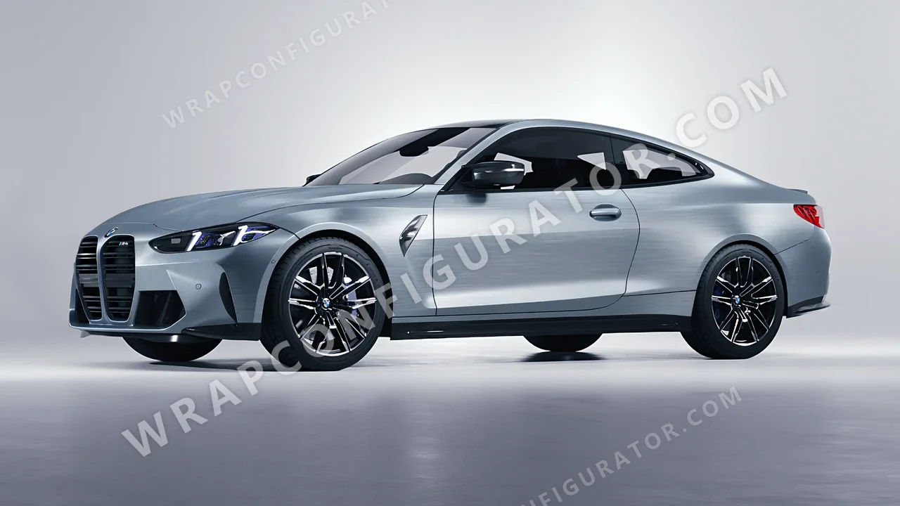 Grey BMW M4 Coupe 2024 wrapped in Avery Dennison Brushed Steel SW900-813-X