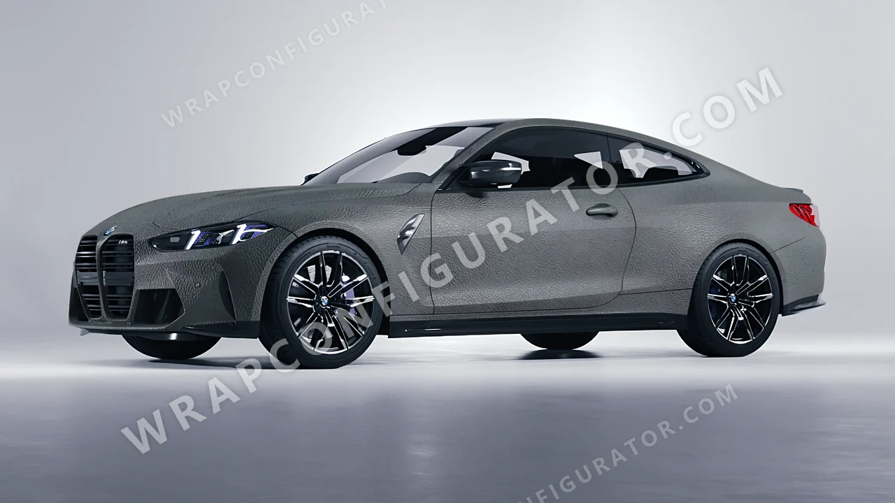Grey BMW M4 Coupe 2024 wrapped in Avery Dennison Rugged Bedrock Grey SW900-824-X