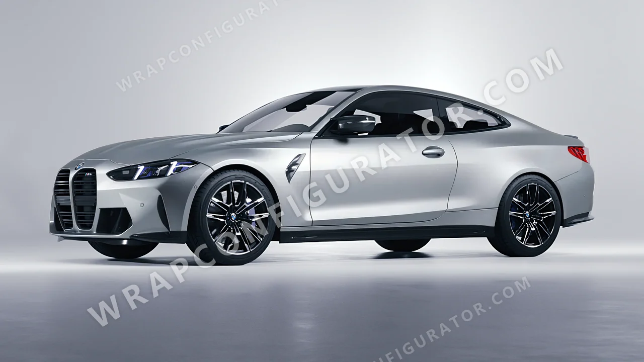 Grey BMW M4 Coupe 2024 wrapped in Avery Dennison Silver SW900-857-M