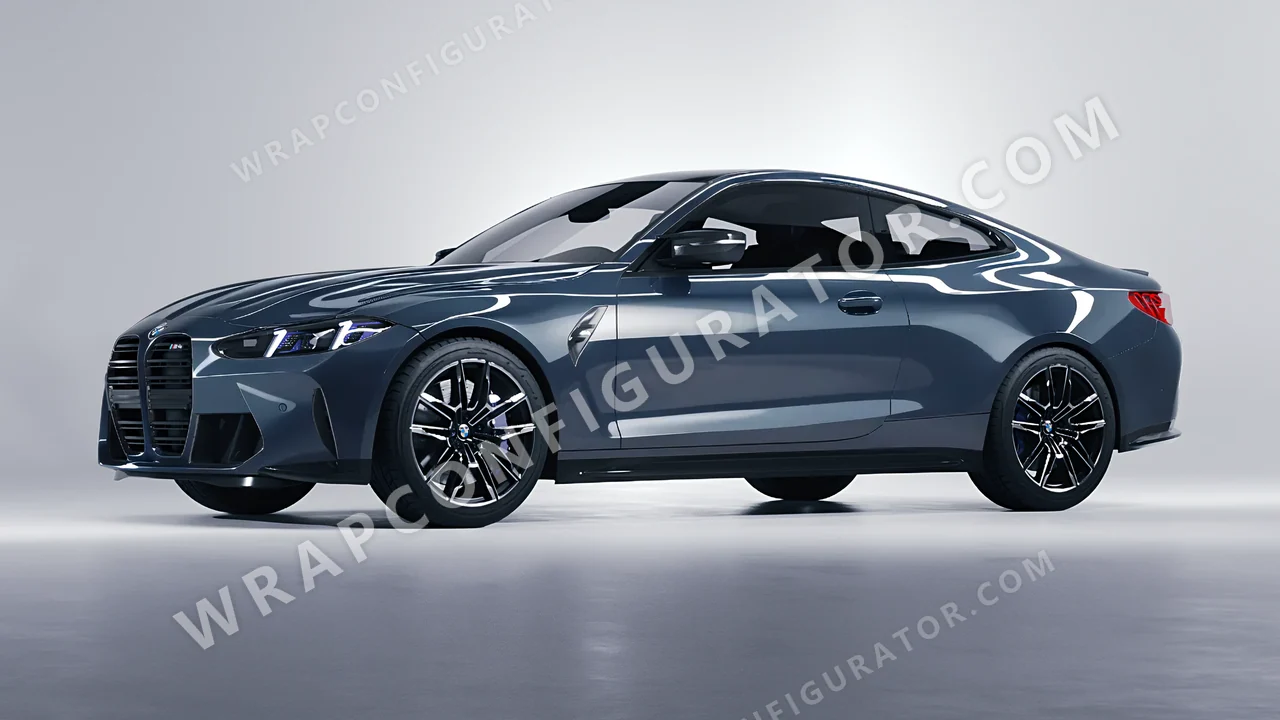 Grey BMW M4 Coupe 2024 wrapped in Inozetek Dynamic PPF Blue Graphite Grey DPPF927