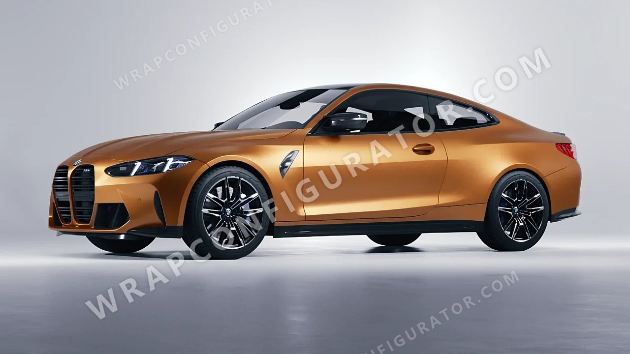 Grey BMW M4 Coupe 2024 wrapped in KPMF Matt Iced Amber Titanium K75591