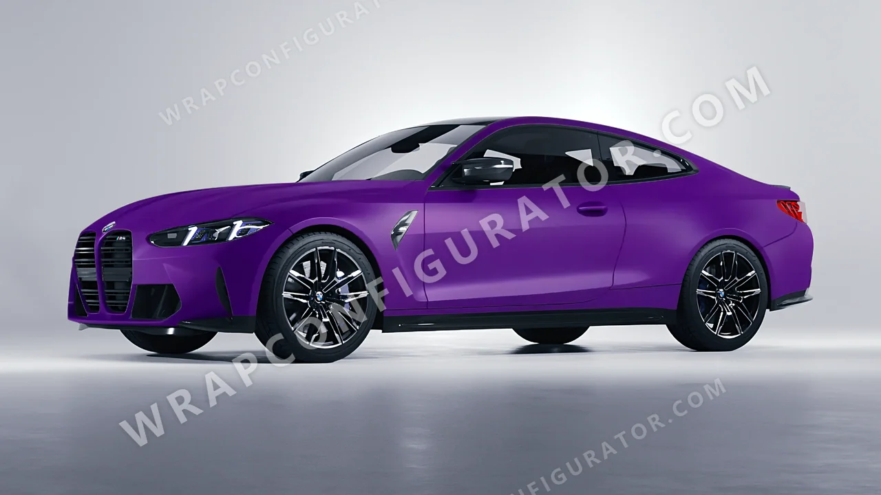Grey BMW M4 Coupe 2024 wrapped in KPMF Matt Iced Amethyst Titanium K75568