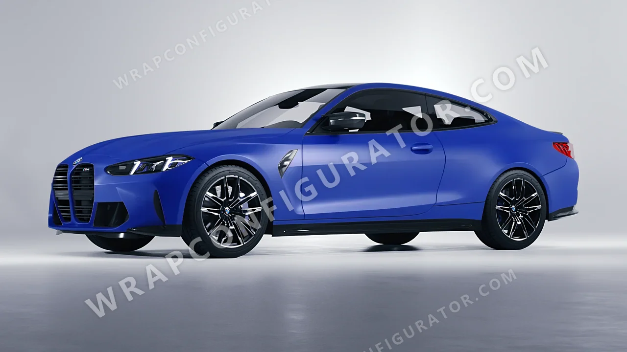 Grey BMW M4 Coupe 2024 wrapped in KPMF Matt Iced Blue Titanium K75505