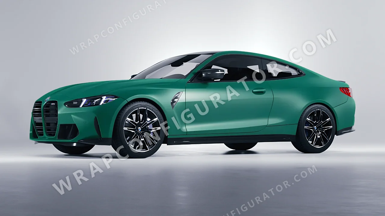 Grey BMW M4 Coupe 2024 wrapped in KPMF Matt Iced Green Titanium K75507