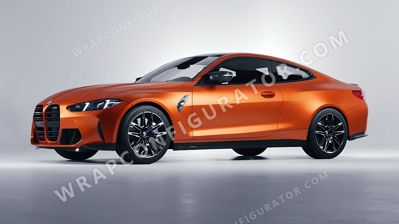 Grey BMW M4 Coupe 2024 wrapped in KPMF Matt Iced Orange Titanium K75502