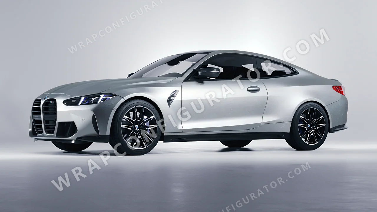 Grey BMW M4 Coupe 2024 wrapped in KPMF Matt Iced Silver Titanium K75501
