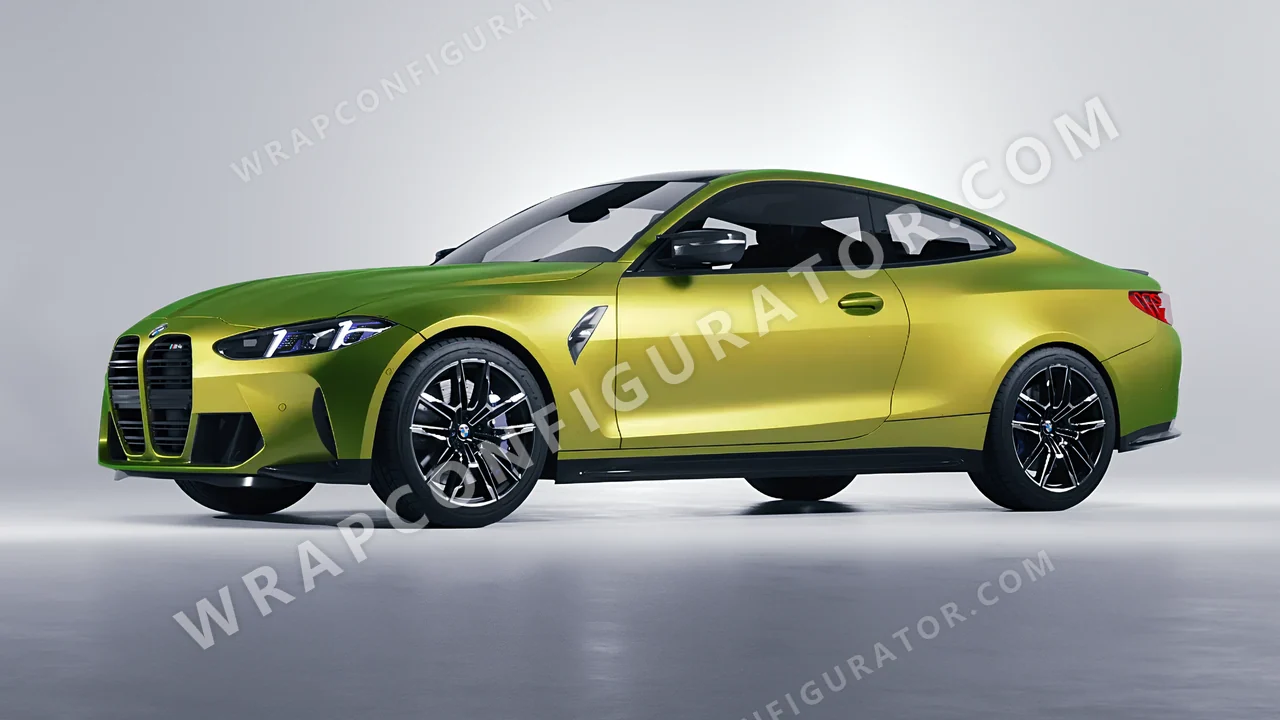 Grey BMW M4 Coupe 2024 wrapped in KPMF Matt Iced Yellow Titanium K75534