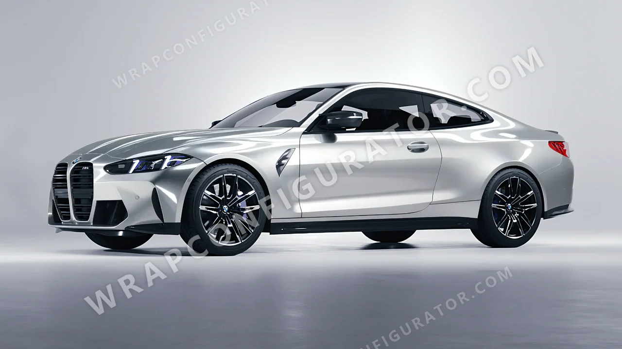 Grey BMW M4 Coupe 2024 wrapped in ORACAL Silver Lake 970RA-904G