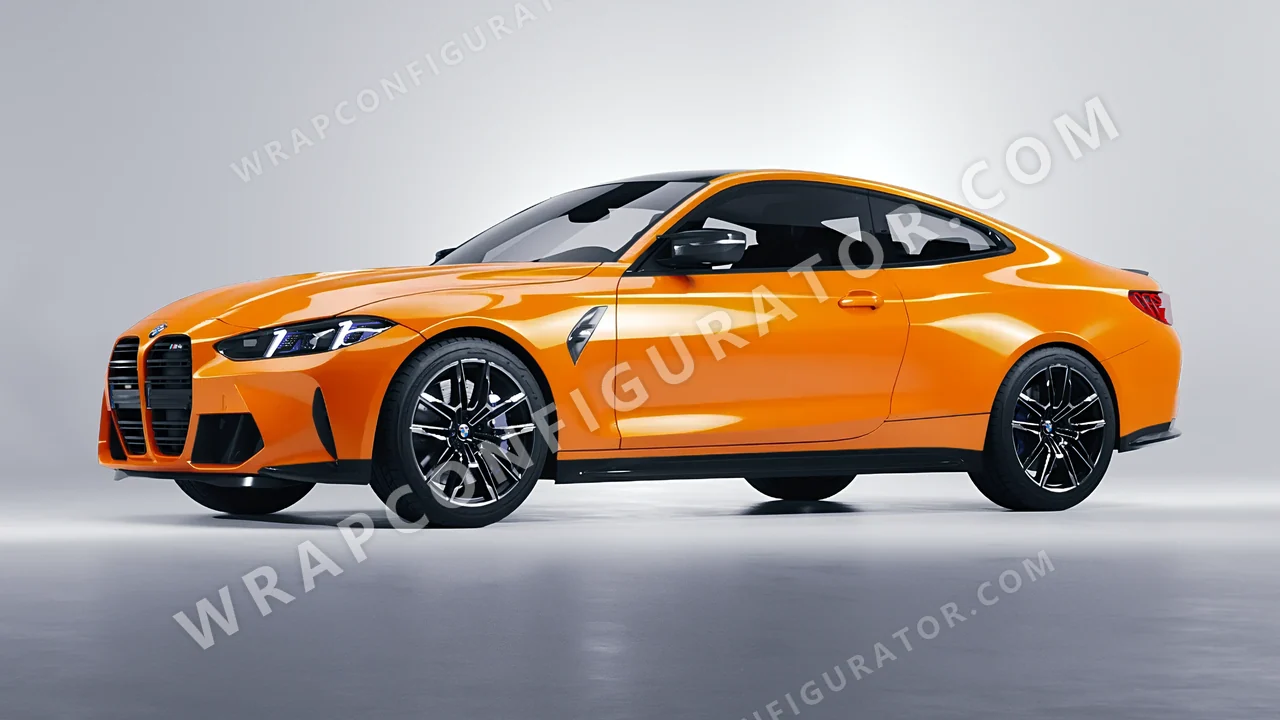 Orange BMW M4 Coupe 2024 wrapped in 3M Gloss Bright Orange G54