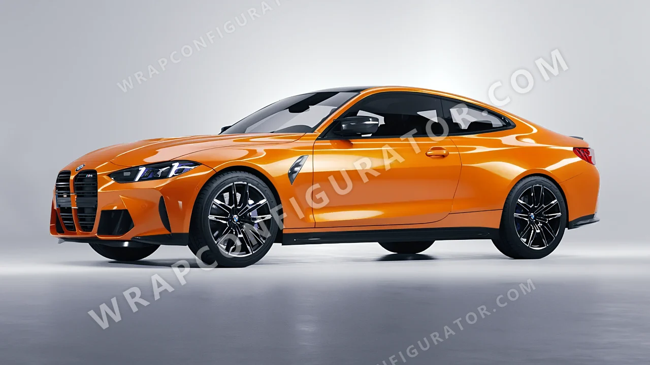 Orange BMW M4 Coupe 2024 wrapped in 3M Gloss Deep Orange G24